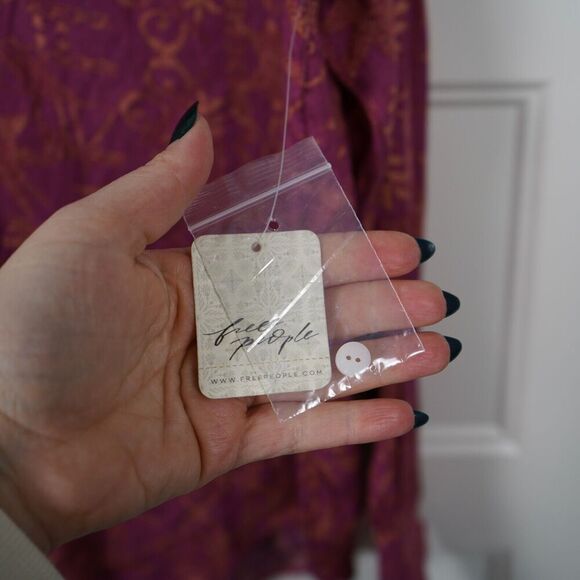 NWT Free People Mia Top S Shirt Tunic Printed Oversized Boho Pink Tie Up V-Neck - Picture 5 of 5